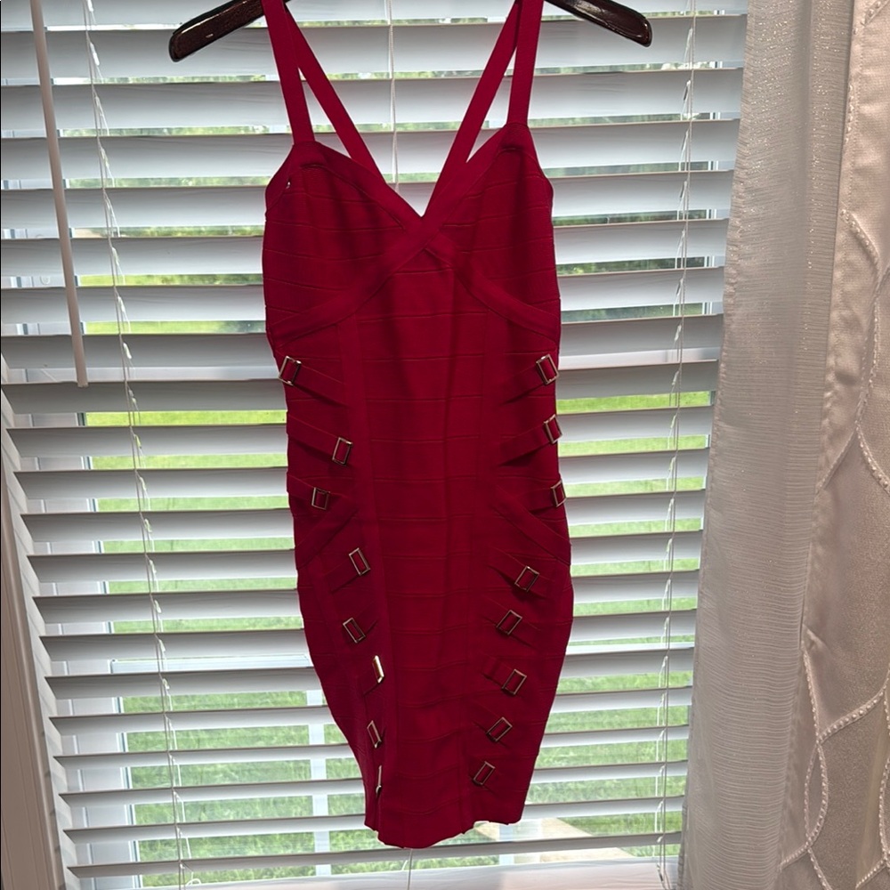 bebe Vibrant Red Strappy Mini Dress